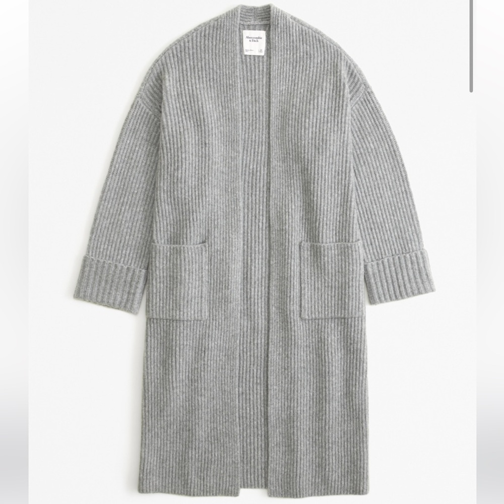 NWT Abercrombie & Fitch Ribbed Duster Cardigan in Grey Size XS